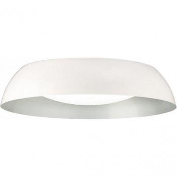 Plafón LED Argenta blanco mate 5 bombillas 14cm, empotrado grande cilíndrico 60cm, E27 Max 20w, acrílico blanco y plateado
