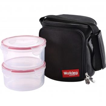 Bergner Walking Set de Bolsa Almuerzo y 2 Contenedores Herméticos, Blanco, 18x18x18 cm