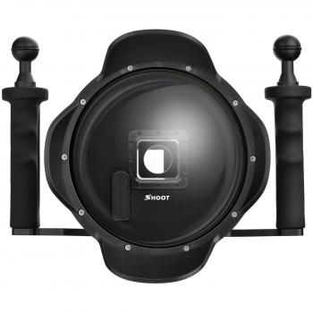 SHOOT Pro Versión 3.0 6 Buceo Submarino Estabilizador de Mano Parasol Dome Puerto de Cúpula de Lente para GoPro Hero 3+/4 Black Silver con Pantalla Monitor Externo Espectador Pantalla LCD Fotografía Subacuática