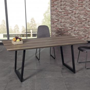 Adec - Urban, Mesa de Comedor, Mesa Salon Fija Color Nogal y Negro, Medidas: 180 x 90 x 76 cm de Alto
