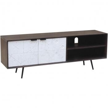 Mueble de TV DKD Home Decor Marrón oscuro 140 x 35 x 50 cm Madera de mango con 2 puertas y estructura de color marrón oscuro