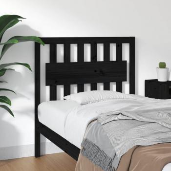 Cabecero de cama negra 95,5x4x100 cm madera maciza de pino