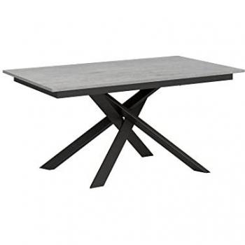 Mesa extensible Ganty 90x160/220 cm efecto madera gris cemento con borde antracita