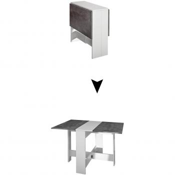 TEMAHOME Mesa Plegable Contemporánea con 2 Solapas Plegables, Tablero de Partículas de Melamina, Color Blanco/Gris, 103 x 76 x 73.4 cm, 2050A2198x00