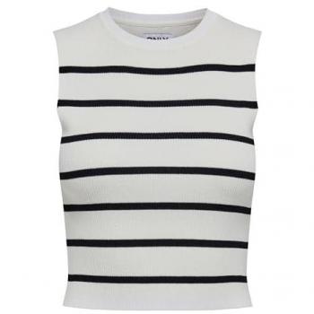 Top de mujer Only Majli sin mangas de canalé en color blanco