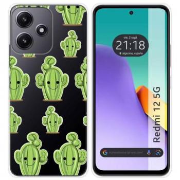 Funda de Silicona Transparente con Diseño de Cactus para Xiaomi Redmi 12 5G