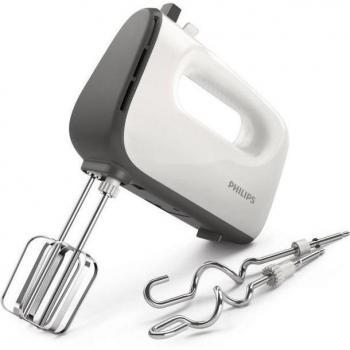 Philips Viva Collection HR3740/00 Batidora Amasadora 450W con 5 Velocidades y Función Turbo, Doble Varilla Redonda, Color Blanco