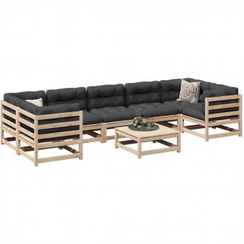 8 Piece Garden Sofa Set with Cushions Solid Pine Wood