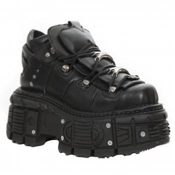 New Rock Unisex Metallic Black Leather Gothic Boots M-TANK106-C2 EU45