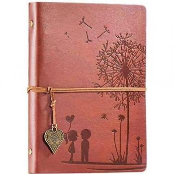 Diario de Viaje Diario Cuaderno Vintage Cuaderno de Cuero A5 Rellenable 100 Hojas / 200 Páginas Papel sin ácido 80GSM La Mejor Idea de Regalo