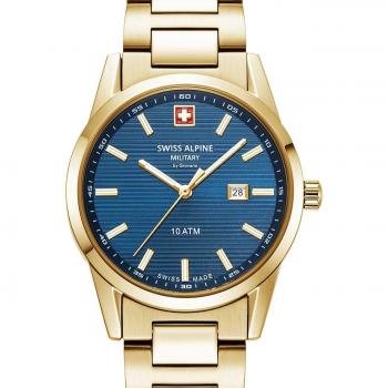 Reloj de Mujer Swiss Alpine Military Argos 34mm Dorado y Azul 10ATM