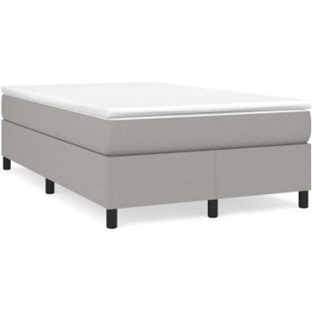 Cama box spring con colchón de muelles en tela gris claro 120x190 cm
