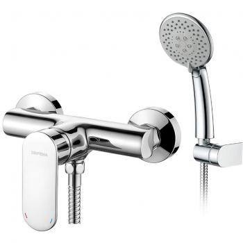 GRIFEMA G12004 - BERLIN Grifo de ducha con ducha de mano, manguera flexible de 1,5 m y soporte de ducha fijo, Mezclador monomando para ducha