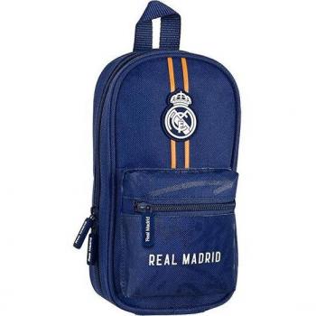 Estuche Escolar Tipo Mochila Real Madrid Segunda Equipación con 4 Portatodos Llenos de 33 Piezas - Safta