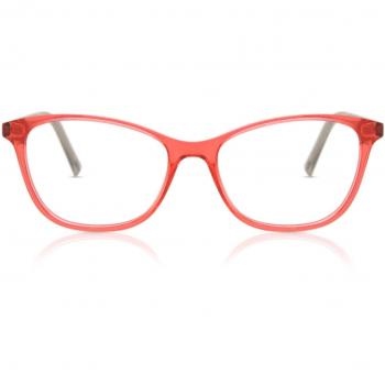 SmartBuy Kids Rectangle Full Rim Plastic Prescription Glasses - Red, Size 49, Blue Light Block Available, Free Lenses