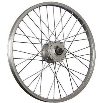 Rueda delantera de bicicleta de 20 pulgadas con dinamo DH-C3000-3N, acero inoxidable plateado