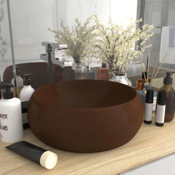 Lavabo de lujo redondo cerámica marrón oscuro mate 40x15 cm