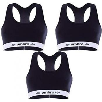 Umbro PK1589-S Pack de 3 Sujetador Deportivo Negro S, Mujer