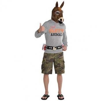 amscan-Party Standard Disfraz de Jackass para adultos, 3 unidades color no sólido, Estándar