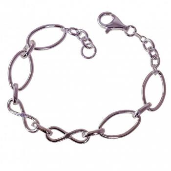 Pulsera de Plata Ley 925 con Motivos Infinitos y Asas Huecas de 20 cm
