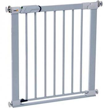 Safety 1st Flat Step Barrera escalera para bebés, niños y perros, Puerta de seguridad con Barra inferior muy delgada reduce el riesgo de tropiezos, color blanco