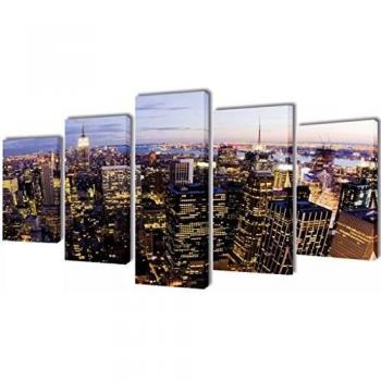 vidaXL Set Decorativo de lienzos para la Pared Modelo Vista panorámica de Nueva York, 100 x 50 cm