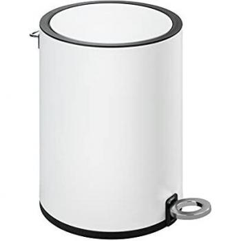 Cubeta de Baño WENKO Monza, 3 Litros, Acero Inoxidable, Cierre Suave, Soporte para Bolsa, Color Blanco Mate
