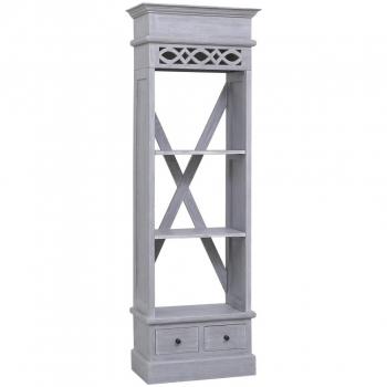 Aparador de madera maciza de caoba gris 60x30x175 cm