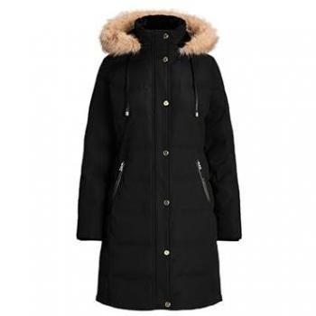 Parka de mujer Lauren Ralph Lauren con capucha y forro de pelo sintético, color negro