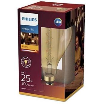 Philips LED Bombilla de filamento decorativa, efecto ahumado y forma estándar, consumo de 5 W equivalente a 25 W de una bombilla incandescente, casquillo gordo E27