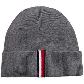 Tommy Hilfiger Hombres Sombrero de Gorro Acanalado de algodón Gris única Talla