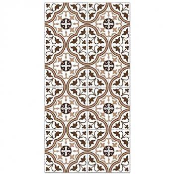Alfombra Vinílica Hidráulica Antideslizante e Ignífuga Flor Marrón 60x250 cm para Cocina y Salón