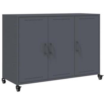Aparador Armario de Almacenamiento en acero laminado en frío gris antracita 100,5x39x72 cm