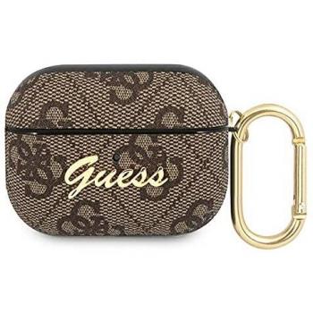 Funda Rígida Guess 4G Script para AirPods Pro con Diseño de Logo en Color Marrón