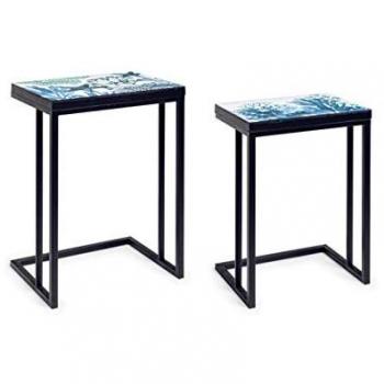 Conjunto de dos mesas de centro Bizzotto Reef - Acero y MDF, 45,5 x 33 x 62,5 cm