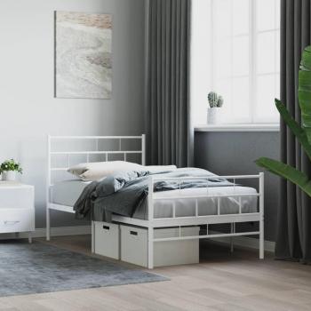 Cama Metal Blanca con Cabecero y Pediera 75x190 cm