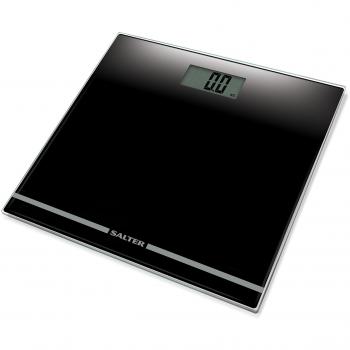 Báscula Digital de Baño Salter con Pantalla Grande, Plataforma de Vidrio Templado, Ligera y Lecturas Instantáneas, Color Negro