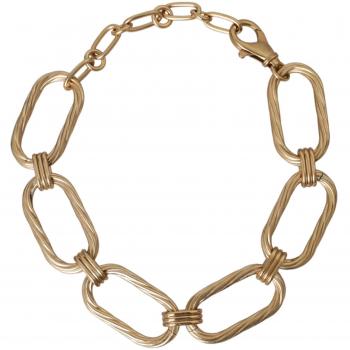 Gold Tone Brass Large Link Chain Jewelry Necklace