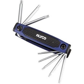 Alyco 193283 - Juego 8 llaves Torx inviolables Cr-V niqueladas en navaja bimaterial T-9 A T-40