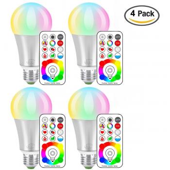 iLC Bombillas Colores RGBW LED Bombilla Cambio de Color Edison - RGB 120 de colores Regulable - 10 vatios E27