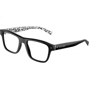 Dolce & Gabbana DG3362 Eyewear - Color 3389, Black Frame, Square Shape, Size 51 (Frame Only), Blue Light Block Available