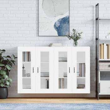 Armarios de pared 2 uds madera de ingeniería con manija de puerta en ranura negra, mueble de almacenaje para salón, buffet, armario auxiliar y armario de almacenamiento