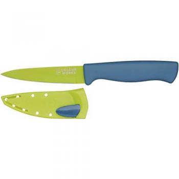 Cuchillo Mondador Edgekeeper con Funda para Afilar, Acero Inoxidable, 9,5 cm, Azul y Verde