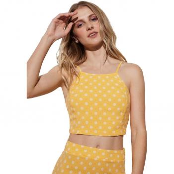 Top de playa estampado floral con tirantes regulables y fruncido en la espalda