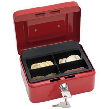 Caja de Dinero Wedo, 4 Compartimentos, Acero, 152 x 115 x 80 mm, Roja