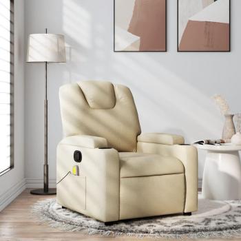 Sillón de masaje reclinable de tela en color crema, gris claro, gris oscuro y negro - Sillón cómodo para dormitorio y sala de estar, ideal para relajación