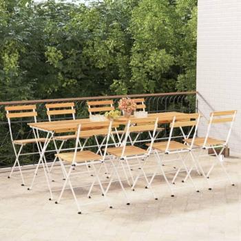 vidaXL Folding Bistro Chairs 8 pcs Solid Wood Acacia and Steel - Type: Folding Bistro Chairs; Material: Solid Acacia Wood and Steel; Quantity: 8 pieces