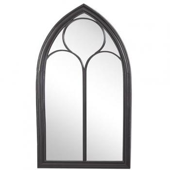 Espejo de Pared Vintage Negro 62 x 113 cm con Marco de Metal en Forma de Ventana Efecto Envejecido Trelly
