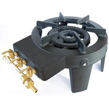Meva - Hornillo de gas fundido trigalv, 9,8 kW, 4 patas, 3 grifos, potente y estable