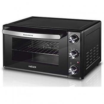 HAEGER BLUMENTHAL 48 - Horno Electrico con 2000W de potencia, capacidad de 48L - puerta con vidrio doble, temporizador de 90 minutos, función convección/ventilación